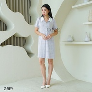 JANE COLLECTION || Midi Dress Wanita Casual Baju Kantor Hitam Leafy Rajut Resleting Pendek Dress Kni