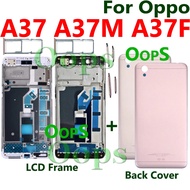 For Oppo A37 A37M Rear Battery Back Cover Housing+ LCD Front Middle Frame Back Door Button Sim Tray