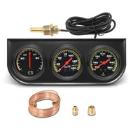 MH 2inch 52mm Triple Gauge Set, Oil Pressure Gauge(0-150PSI) Water Temperature (100°F-280°F) Ammeter