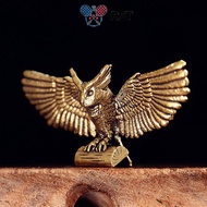 RunSabailTWO 1Pcs Vintage Brass Animal Statue Antique Copper Flying Owl Figurines Home Decor Small O
