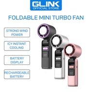 GLINK-Mini Turbo Fan Ice-ceramic  Foldable Rechargeable Portable Handheld Fan Electric Desk Stand Fa