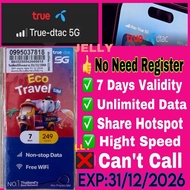 Thailand SIM CARD TRUEMOVE DTAC 7 Days UNLIMITED INTERNET