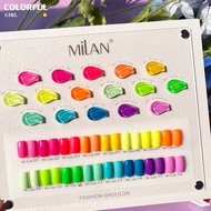【พร้อมส่ง】 สีทาเล็บเจล （MILAN 16สี) สีเจล นีออน16สี แถมชาทสีฟร +แถมชาทสีฟร