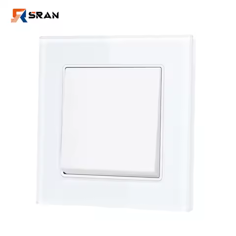 SRAN EU light switch 1gang 1/2/3way 16A 250V Crystal tempered glass panel white 82mm * 82mm wall swi