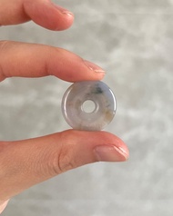 天然翡翠 緬甸 A玉 玉鐲 • 三彩紫羅蘭平安扣