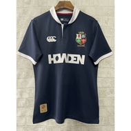 High Quality 2025 lion Away Upper Blue Rugby Jerseys Men Short Sleeve Rugby Football Shirt