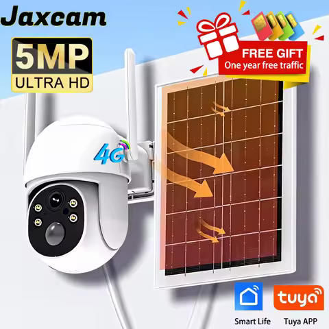 5MP Solar Camera Outdoor Built-in Battery 4G SIM Solar Power Dome Security Camera PIR Motion Alarm C
