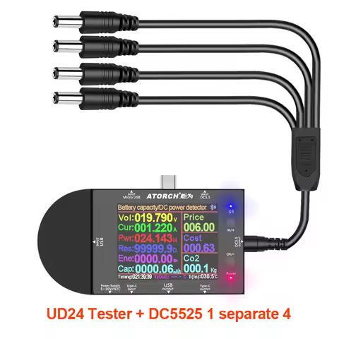 DC5.5 DC5525 Color digital voltmeter ammeter power bank voltage detector volt Amper battery router e