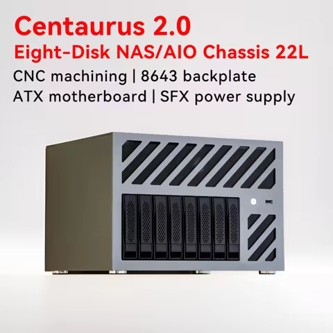 Centaur 2.0 8-bay NAS/AIO Case with 3mm Aluminum Panels, 8643 Backplane for SATA/SAS Drives | ATX Mo