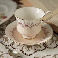 1963英國名瓷Paragon漸層粉細骨瓷描金茶杯/咖啡杯組