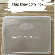 Stainless steel rice tray lid with 5, 4 compartments, size 28x22x0.6cm