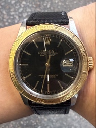 好X靚😆 Rolex 16253 金鋼 爬山虎 少有靚黑面 3035機芯 膠鏡 36mm大裝 送蜥蜴皮帶 原裝包金扣 $32888