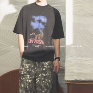 Unvesno(UN) NewVintage金字塔獅身人面像水洗做舊男女短袖T恤