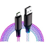 Kashimura NAJ-636 1.2m USB-A to Type-C Charging & Sync Cable with Rainbow LEDs - Brightly Illuminate
