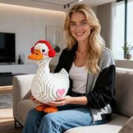 3500pcs Large White Duck Building Blocks Toy, Living Room Decor, Suitable As Holiday, Birthday, Or F