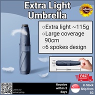 [SG Seller] Extra Light Foldable Umbrella 115g - Large Coverage 90cm Sturdy 6 Spokes Design