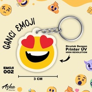 GANTUNGAN EMOJI THEME KEYCHAIN - CUTE ACRYLIC KEYCHAIN WITH DOUBLE-SIDED EMOJI PRINT 02