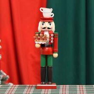 35cm/14.17in Nutcracker Puppet Decoration, Green Body With Stripes, White Feet, Cake Head Gingerbrea