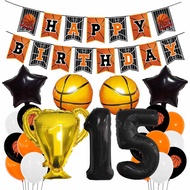NBA Basketball Theme Balloons Number 4D Basketball Foil Balloon Happy Birthday Banner Boys Party Sup