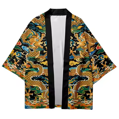 3D Dragon Print Cardigan Haori Beach Yukata Japanese Kimono Fashion Streetwear Men Women Asian Cloth