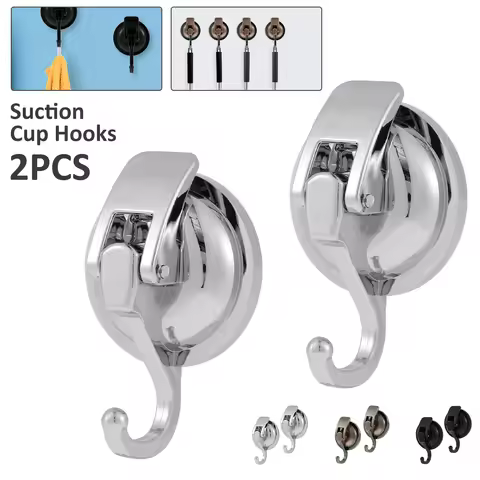 2Pcs Suction Cup Hook 15LB Heavy Duty Vacuum Shower Hook No Drilling Reusable Suction Cup Hanger Sup