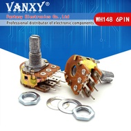 5pcs B1K B2K B5K B10K B20K B50K B100K B500K B1M 6Pin Shaft WH148 Potentiometer 1K 2K 5K 10K 20K 50K 