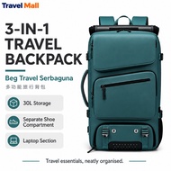 30L 3 in 1 Travel Backpack Beg Galas Laptop 17 Inch Shoe Compartment 多功能旅行背包