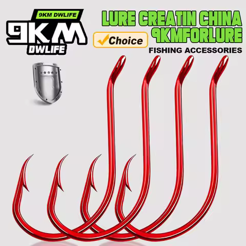 9KM 100Pcs Octopus Hook Red Extra Strong Versatile Fishing Live Bait Hook for Saltwater