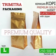 FLAT BOTTOM FOIL GOLD ZIPPER 750 Grams (FB SUPER GOLD 750)