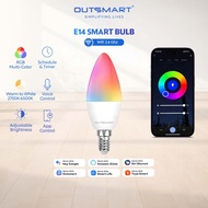 Outsmart E14 WiFi RGB LED Smart Light Bulb 5w Candle Voice Timer Lamp Dimmable | Lampu Mentol Voice 