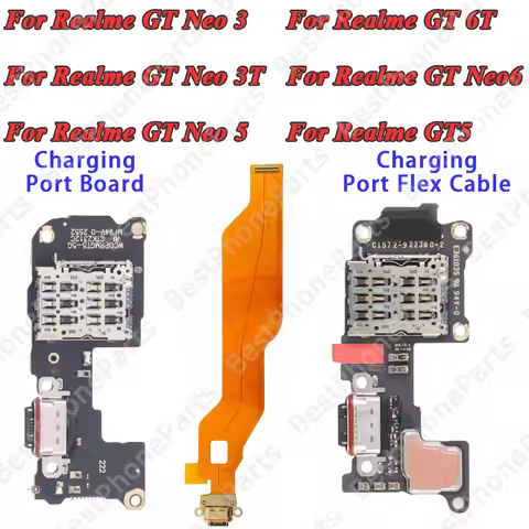 For Realme GT Neo 3 80W Neo3T Neo5 GT6T Neo6 GT5 With SIM Reader Charge Board Charging Port Usb Conn
