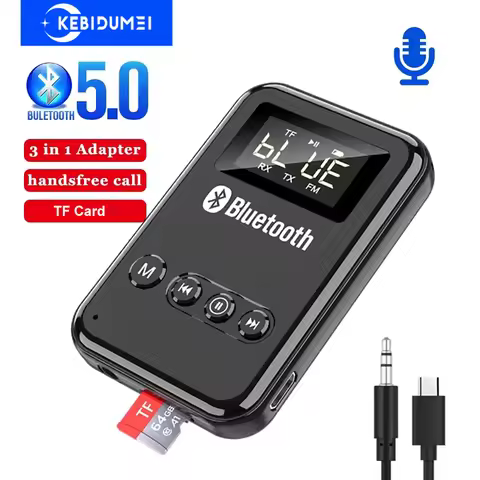 4-in-1 Bluetooth 5.0 Receiver Transmitter Wireless Audio Adapter 3.5MM FM TF Playback Wireless Adapt