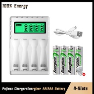 Energizer AA and AAA Rechargeable Battery With Pujimax LCD-005 4-slot LCD Intelligent Fast Charging Battery Charger