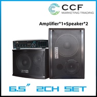 CCF 6.5" 2CH Speaker Karaoke Amplifier Set 2biji Speakers 5-band EQ Amp Bluetooth 2pcs Mic Home Thea