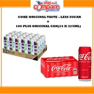 Coke Original Taste -Less Sugar(24 x 320ml)+100 Plus Original Can(24 x 325ml)