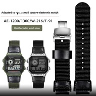 18mm Nylon Strap for Small Square Nylon Watch Strap AE-1200/1300/W-216/F-91 Student Bracelet Men and