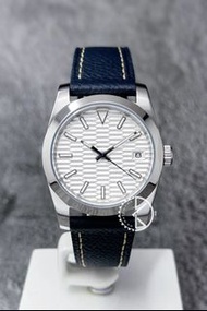 【定制】Seiko Mod Automatic Watch 36mm 無字白坑紋圖案面藍皮帶 精工改裝自動機械錶