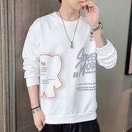 829 Galaxy Men Round Neck T-Shirt University T Loose Boys Clothes Tops Fleece Printed Long-Sleeved M