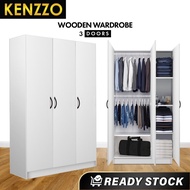 READY STOCK !!  KENZZO : 3 Door / 2 Door Wooden Wardrobe / Almari Baju / Kabinet / Cabinet / (CUSTOMIZE AVAILABLE)/Multi Function Wardrobe