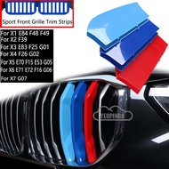 3pcs BMW M Power Sport Sticker Car Kidney Grill Clip Buckle Cover 3 Color Front Racing Grille Trim Clips Stripes Stickers Trim Car Accessories Modified For BMW X1 E84 F48 Lci X2 F39 X3 E83 G01 X4 F26 G02 X5 E17 G05 X6 E71 E72 F16 G07 X7 G07 Z4 E89