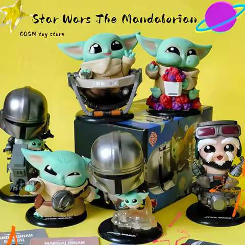 Star Wars Mandalorian Grogu Hot Toys Cosbi Mystery Blind Box Bobble Head Mini Figurine Desktop Displ