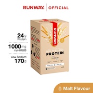 RUNWAY HMB Protein โปรตีนพืชชะลอกล้ามเนื้อสลาย โปรตีนพืช โซเดียมต่ำ รส Malt 1 กล่อง 7 ซอง #อาหารเสริ