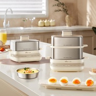 Bear Egg Boiler ZDQ-E12L6 Egg Steamer Household Double-Layer Stainless Steel Egg Boiler Can Time Mul