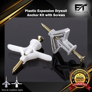 10Pcs Expansion Drywall Anchor Kit with Screws Plasterboard Wall Plugs and Screws, Drywall Anchor Ki