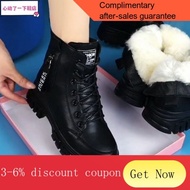 YQ59 Dr. Martens Boots Women's Real Soft Leather Snow Boots Fur Integrated Winter New Velvet Thickened Cotton Boots Flat