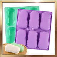 LILIN Silicone Mold Cake Wax Soap Bar 6 Holes, Silicone Mold Cake Wax Soap Bar Handmade 6 Cavity