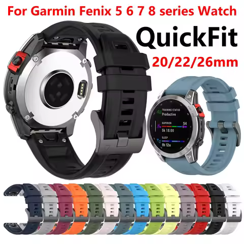 20mm 22mm 26mm QuickFit Silicone Strap for Garmin Fenix 8 7 7X 7S 6 6X 6S Pro 5 5X 5S Plus Epix Gen2