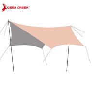 Flysheet Hexagon 4x6m Camping Waterproof Tarp Tent Sunshade Canopy Awning Bumbung Khemah Orange / Kh