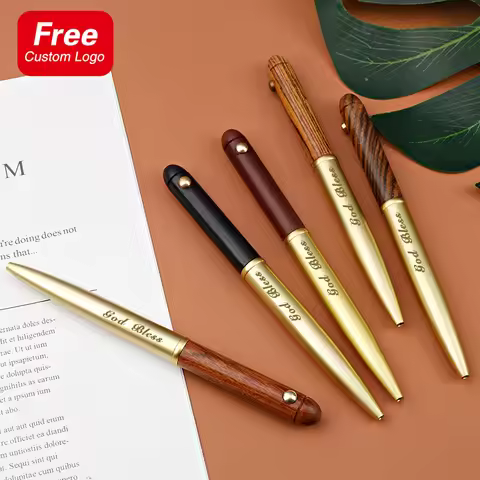 Luxury Sandalwood Metal Rotating Ball Pen Personalized Customization Logo Business Pen School Office