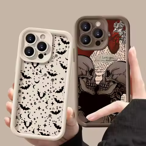 Vintage Red Bats Skull Trendy Pattern Soft Case For Xiaomi Redmi 13C 14C 13 Redmi Note 14 13 12 Pro 